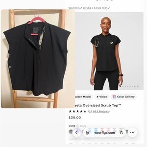 Figs Women's Black Rafaela Oversized Scrub Top